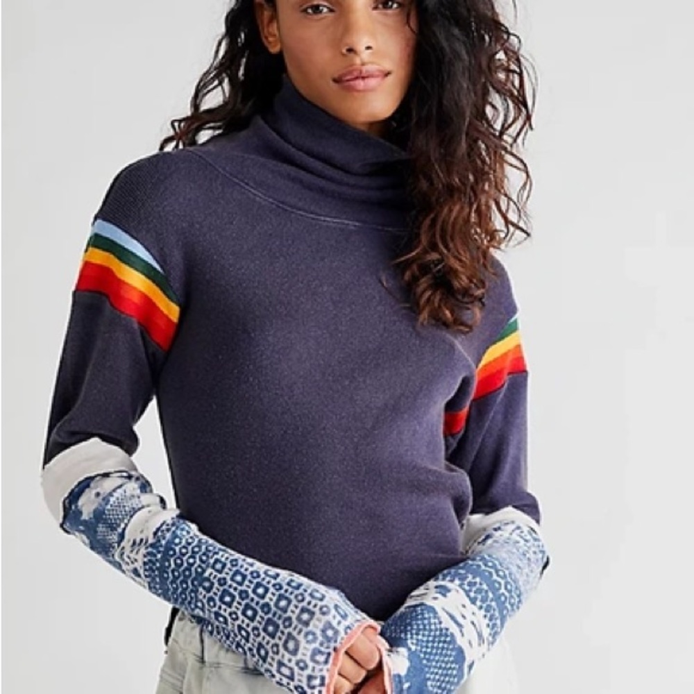 Free People Rainbow Of Love Turtleneck Size S